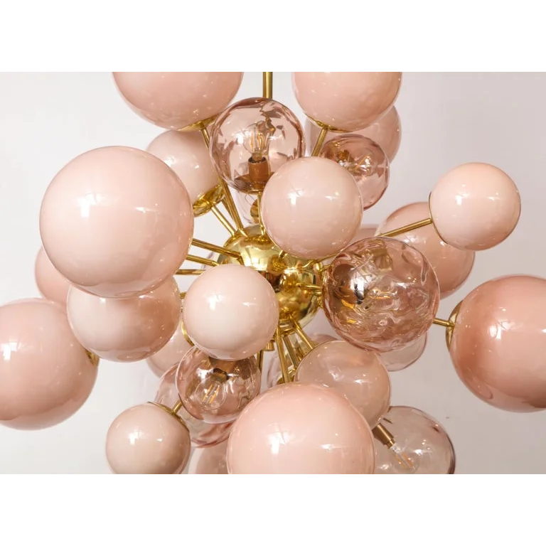 Pink Glass Globe Chandelier 80cm | Hand-blown Sphere & Gold Iron Modern Art Deco Bedroom Casalolalights Luxury Lamps
