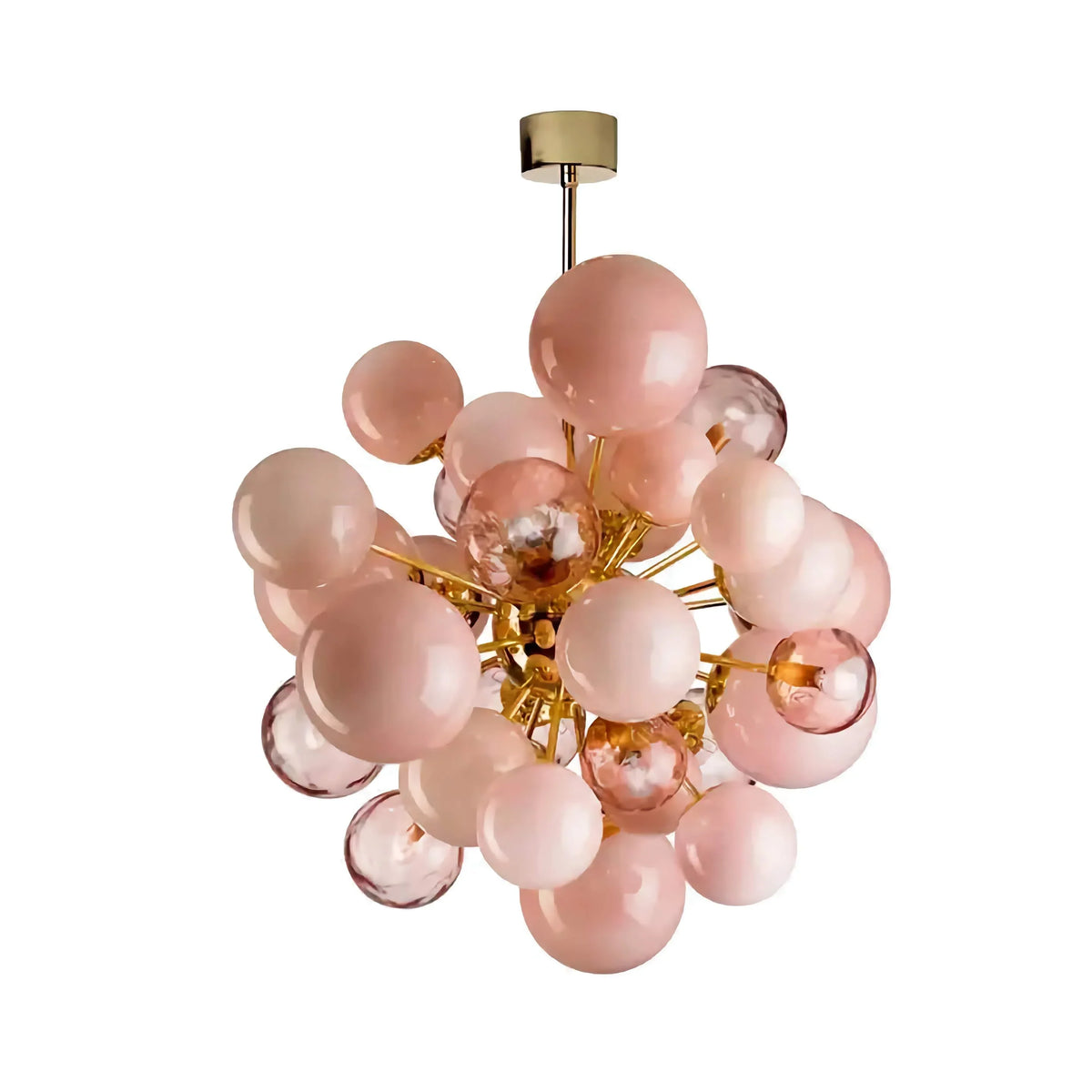 Pink Glass Globe Chandelier 80cm | Hand-blown Sphere & Gold Iron Modern Art Deco Bedroom Casalolalights Luxury Lamps