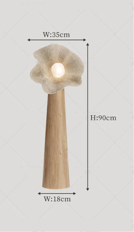 Living Room Sculptural Natural Wood & Plaster Flower Floor Lamp – Organic Modern Statement Lighting