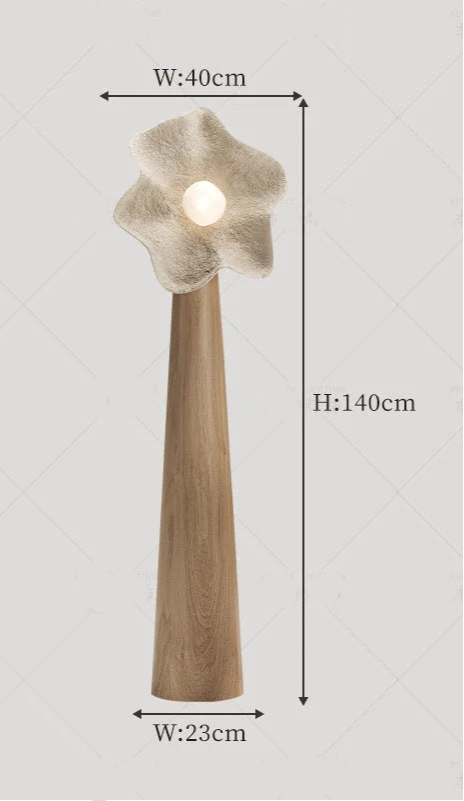 Living Room Sculptural Natural Wood & Plaster Flower Floor Lamp – Organic Modern Statement Lighting