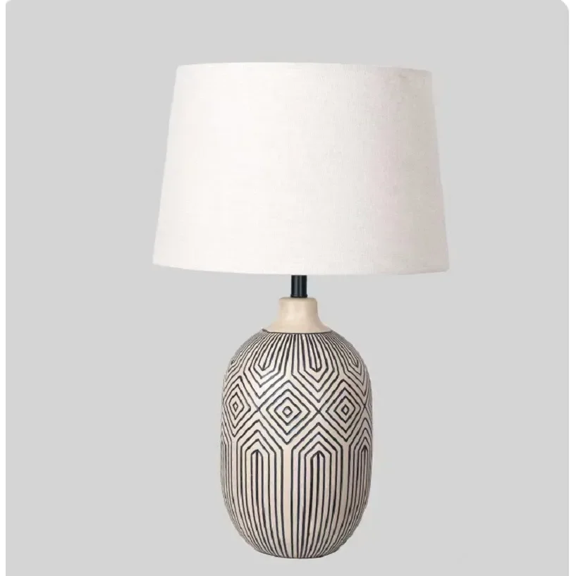 Wabi Sabi Ceramic Table Lamp Zebra Minimalist Desk for Bedroom Living Room