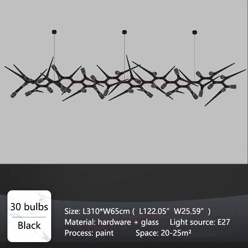 Industrial Modern Chandelier with Exposed Bulbs and Branching Metal Frame – Statement Pendant Light