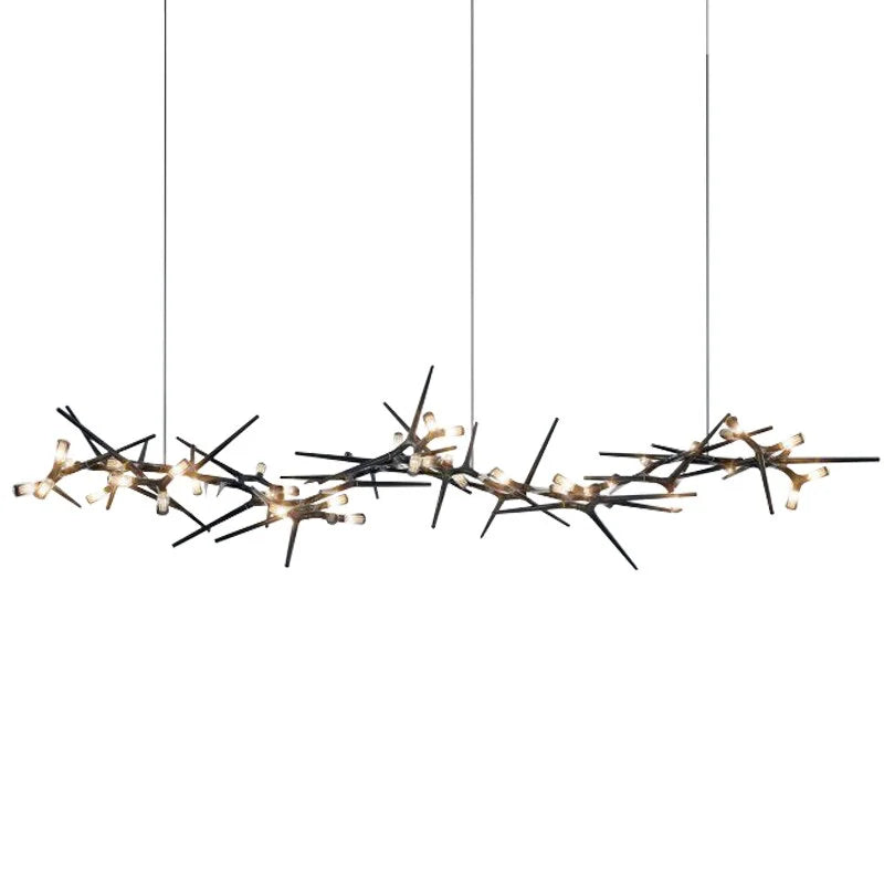 Industrial Modern Chandelier with Exposed Bulbs and Branching Metal Frame – Statement Pendant Light
