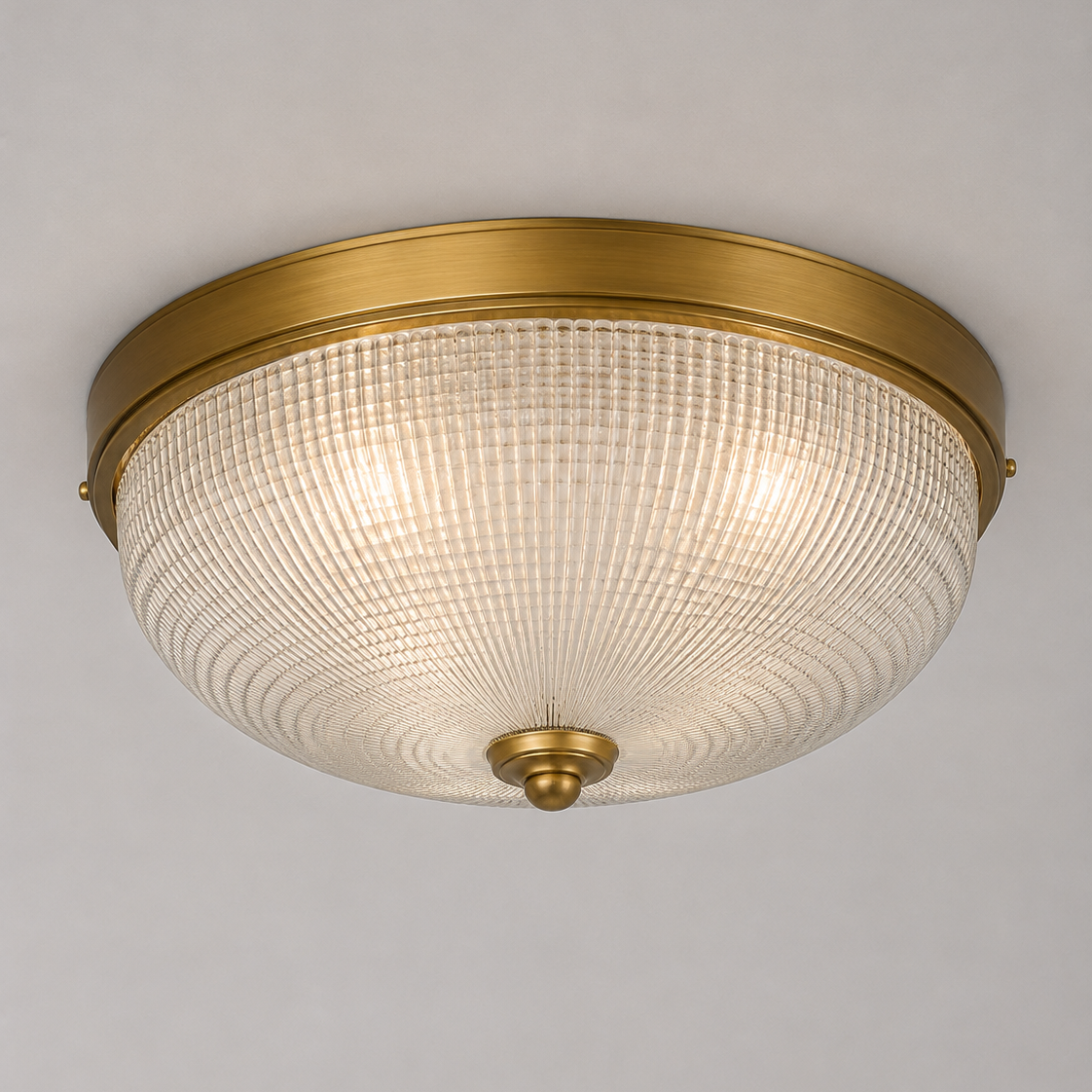 Glass Flush Mount Ceiling Light for Bathroom & Hallway | Art Deco Prismatic 14 Inch Ip44 Brass Casalola Lights Luxury
