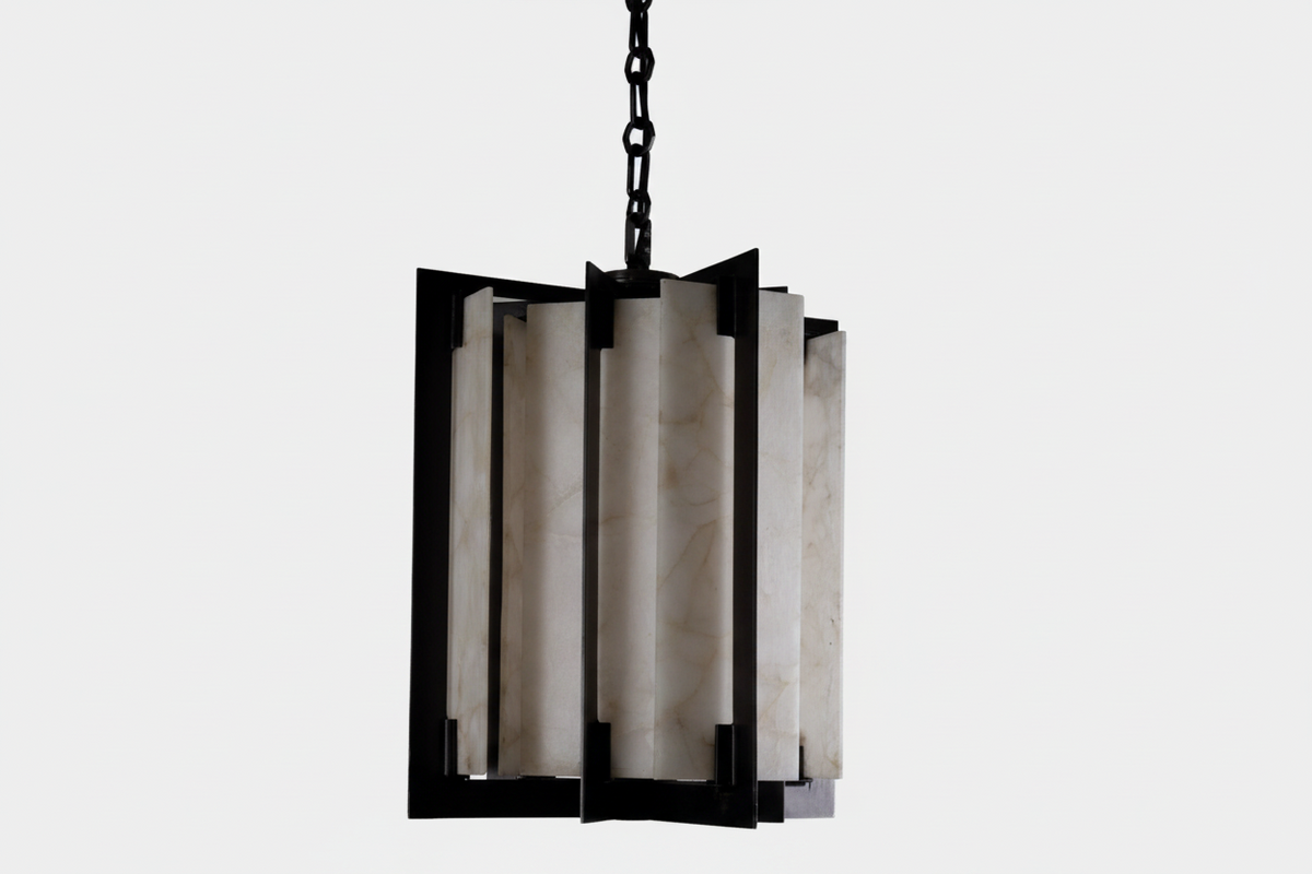 Quartz Lantern Pendant Light for Entryway and Staircase | Black Stainless Steel Art Deco Large Casalolalights Luxury