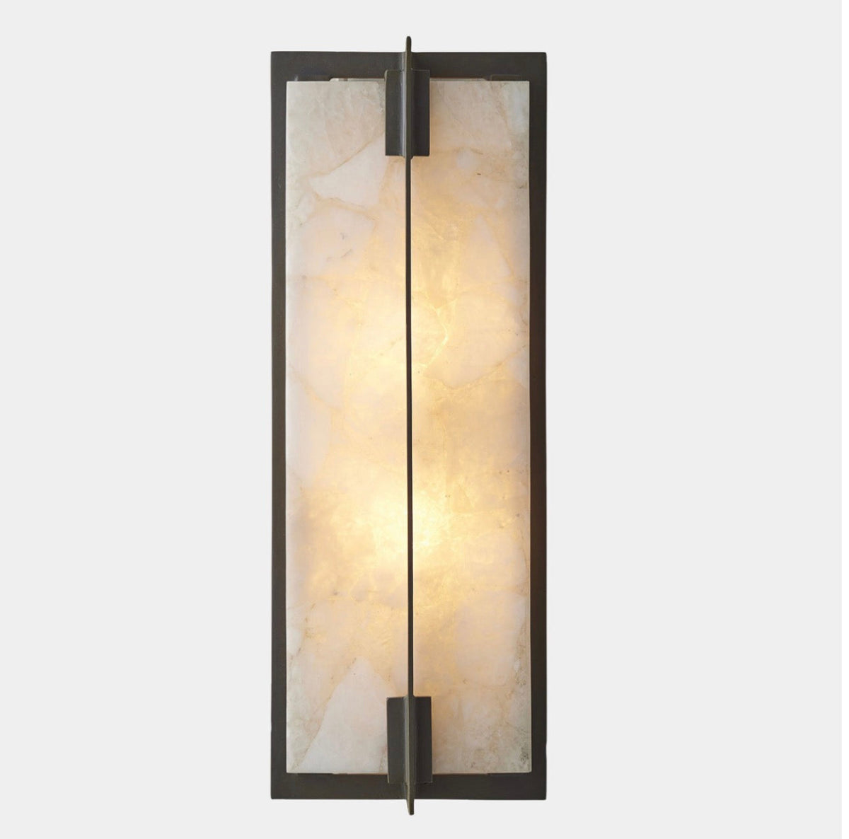Genuine Quartz Wall Sconce Black Steel | Tall Hallway Light Staircase E12 61cm Vertical Casalola Lights Luxury Lamps
