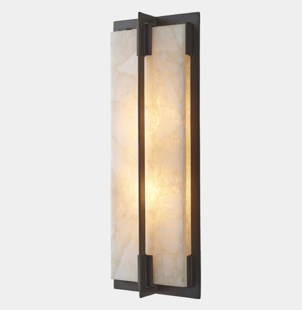 Genuine Quartz Wall Sconce Black Steel | Tall Hallway Light Staircase E12 61cm Vertical Casalola Lights Luxury Lamps