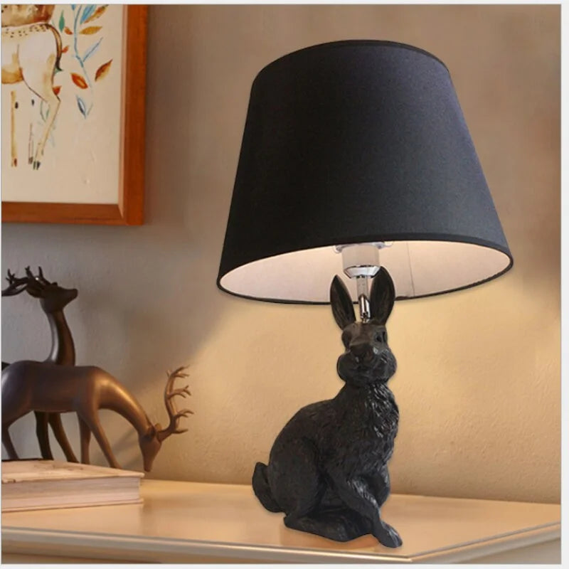 Unique Rabbit Table Lamp | Polyester Black ø28.5cm x H54cm | Energy Efficient E14