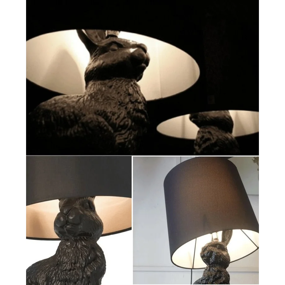 Unique Rabbit Table Lamp | Polyester Black ø28.5cm x H54cm | Energy Efficient E14