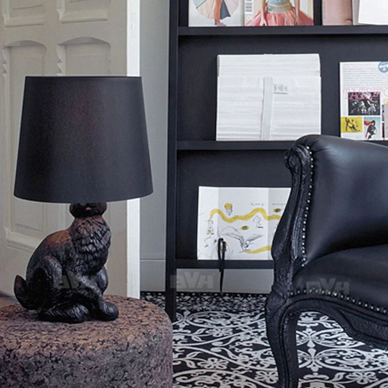 Unique Rabbit Table Lamp | Polyester Black ø28.5cm x H54cm | Energy Efficient E14
