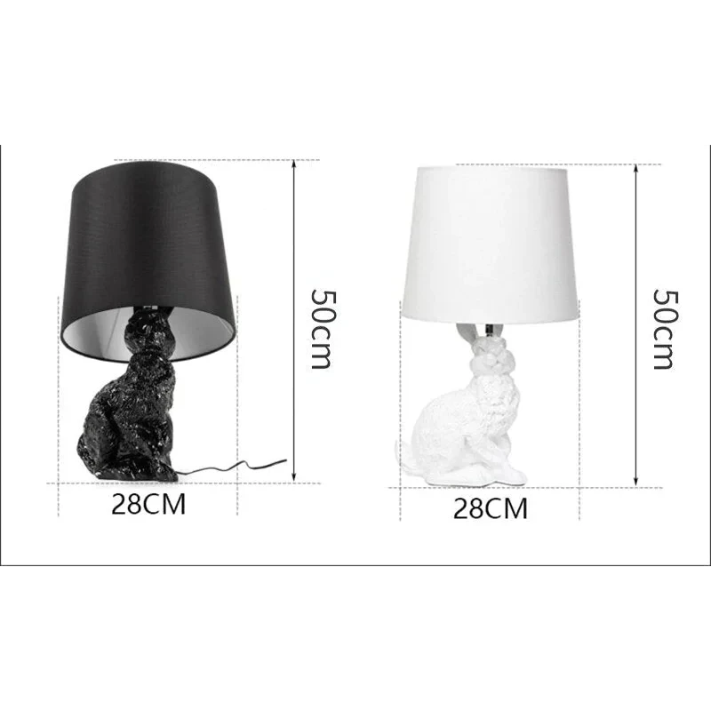 Unique Rabbit Table Lamp | Polyester Black ø28.5cm x H54cm | Energy Efficient E14