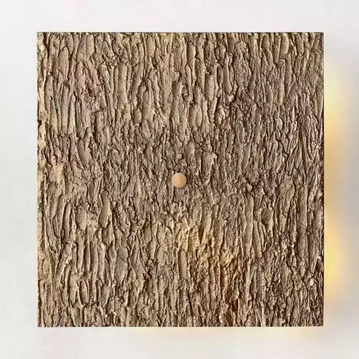 Solid Copper Brutalist Wall Sconce | 30cm Square Cast Panel | Wabi-sabi Bark Texture | Hallway Accent Light | Casalola