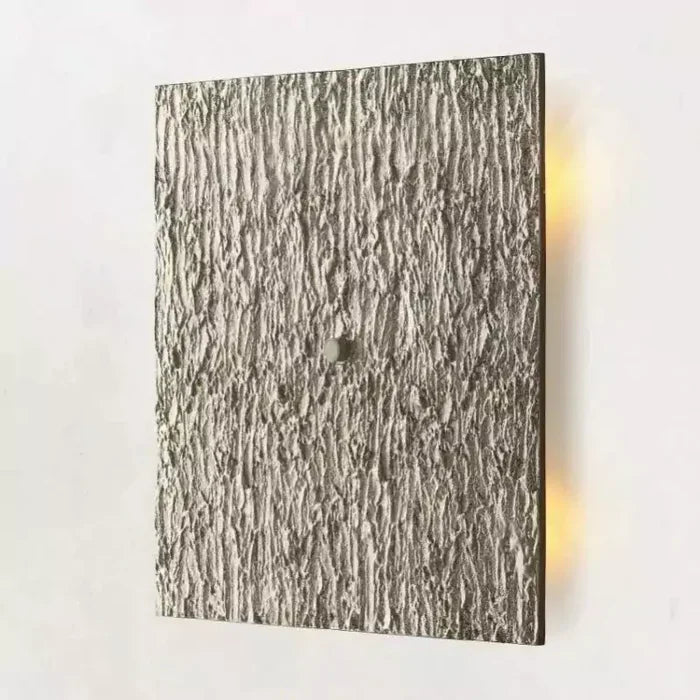 Solid Copper Brutalist Wall Sconce | 30cm Square Cast Panel | Wabi-sabi Bark Texture | Hallway Accent Light | Casalola