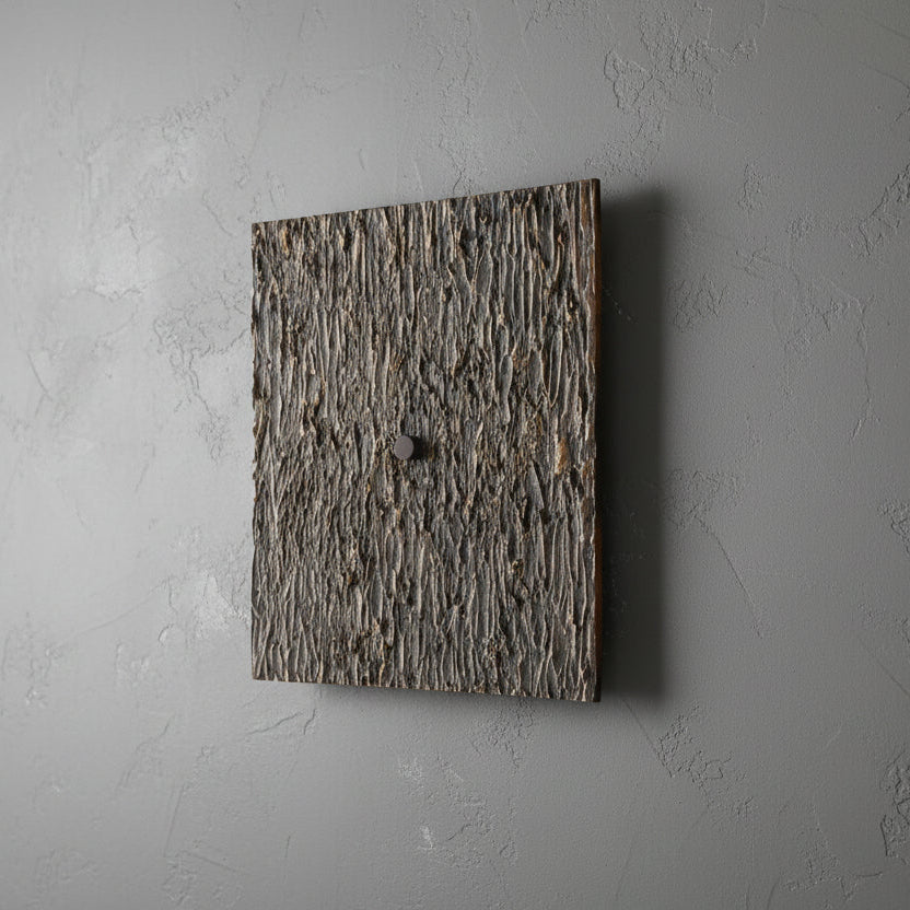 Solid Copper Brutalist Wall Sconce | 30cm Square Cast Panel | Wabi-sabi Bark Texture | Hallway Accent Light | Casalola