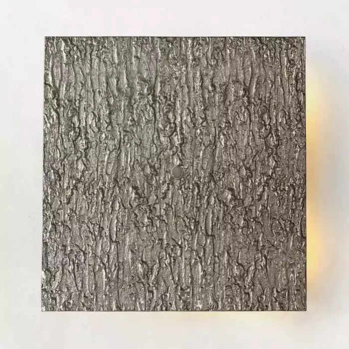 Solid Copper Brutalist Wall Sconce | 30cm Square Cast Panel | Wabi-sabi Bark Texture | Hallway Accent Light | Casalola