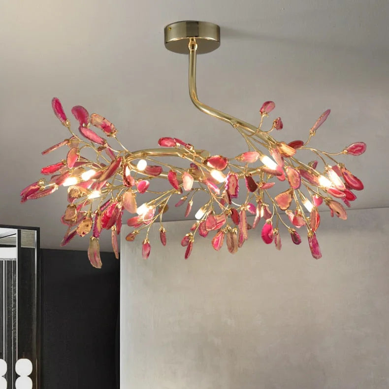 Real Agate Chandelier | Natural Stone Cascading Statement Light 8 or 11-light Living & Dining Room Casalolalights