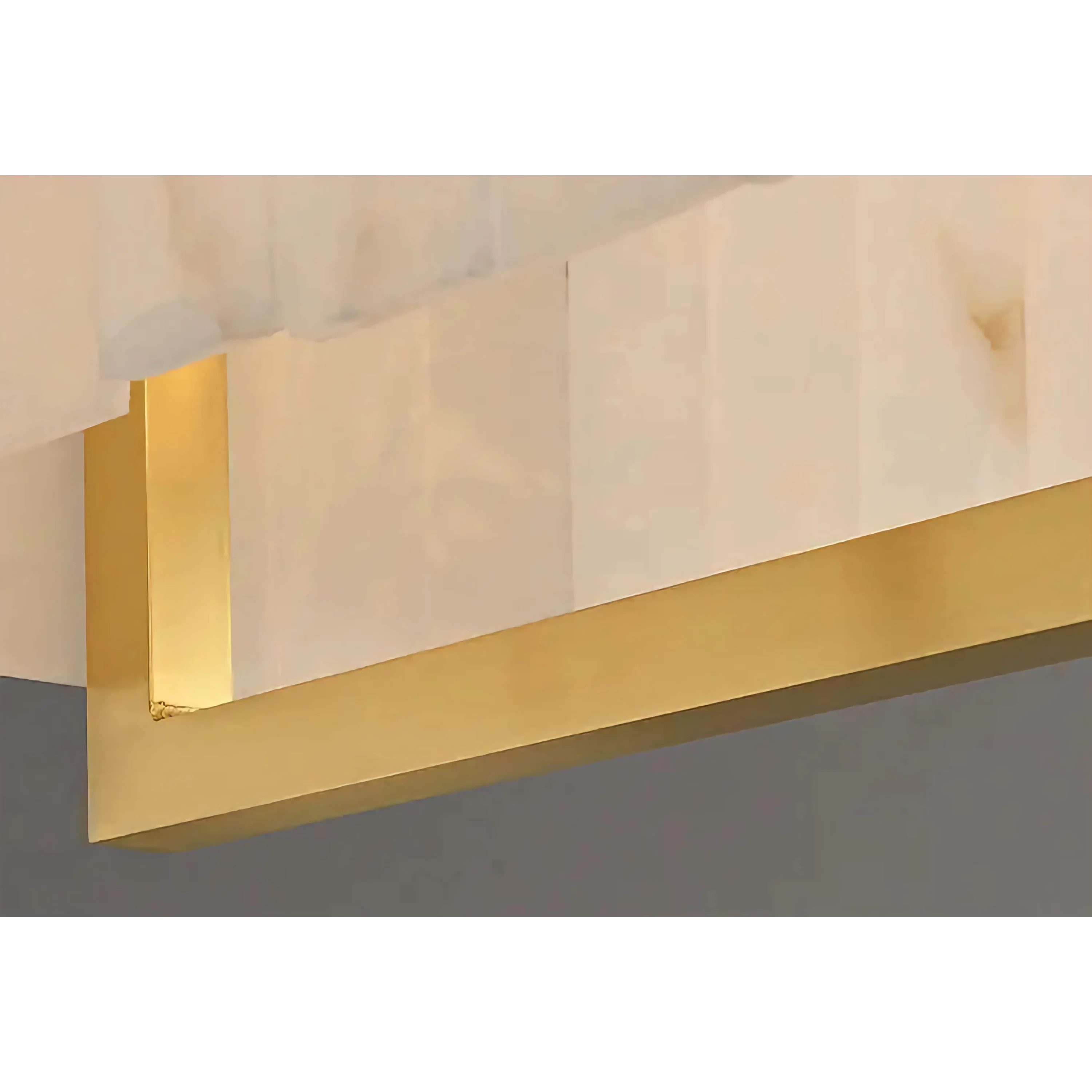 Rectangular Alabaster Island Chandelier | Brushed Brass Kitchen Suspension