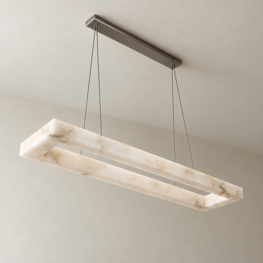 Lampadario lineare rettangolare in alabastro