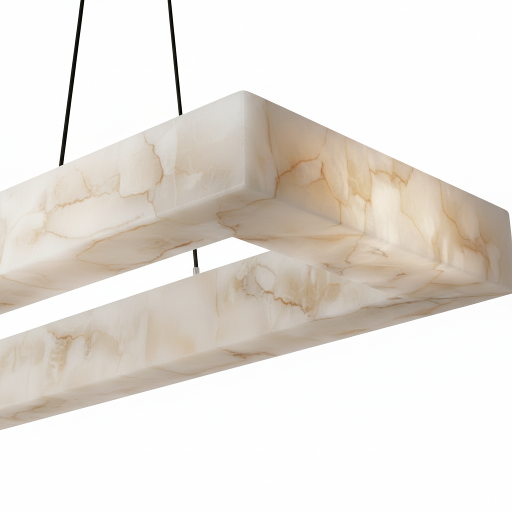 Alabaster Linear Chandelier | Rectangular Ip65 Stone Modern Minimalist Dining & Kitchen Island Casalolalights Luxury