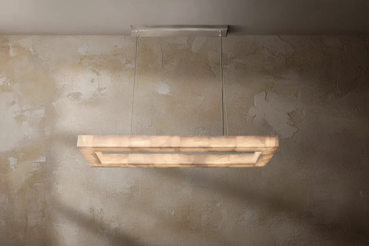 Alabaster Linear Chandelier | Rectangular Ip65 Stone Modern Minimalist Dining & Kitchen Island Casalolalights Luxury