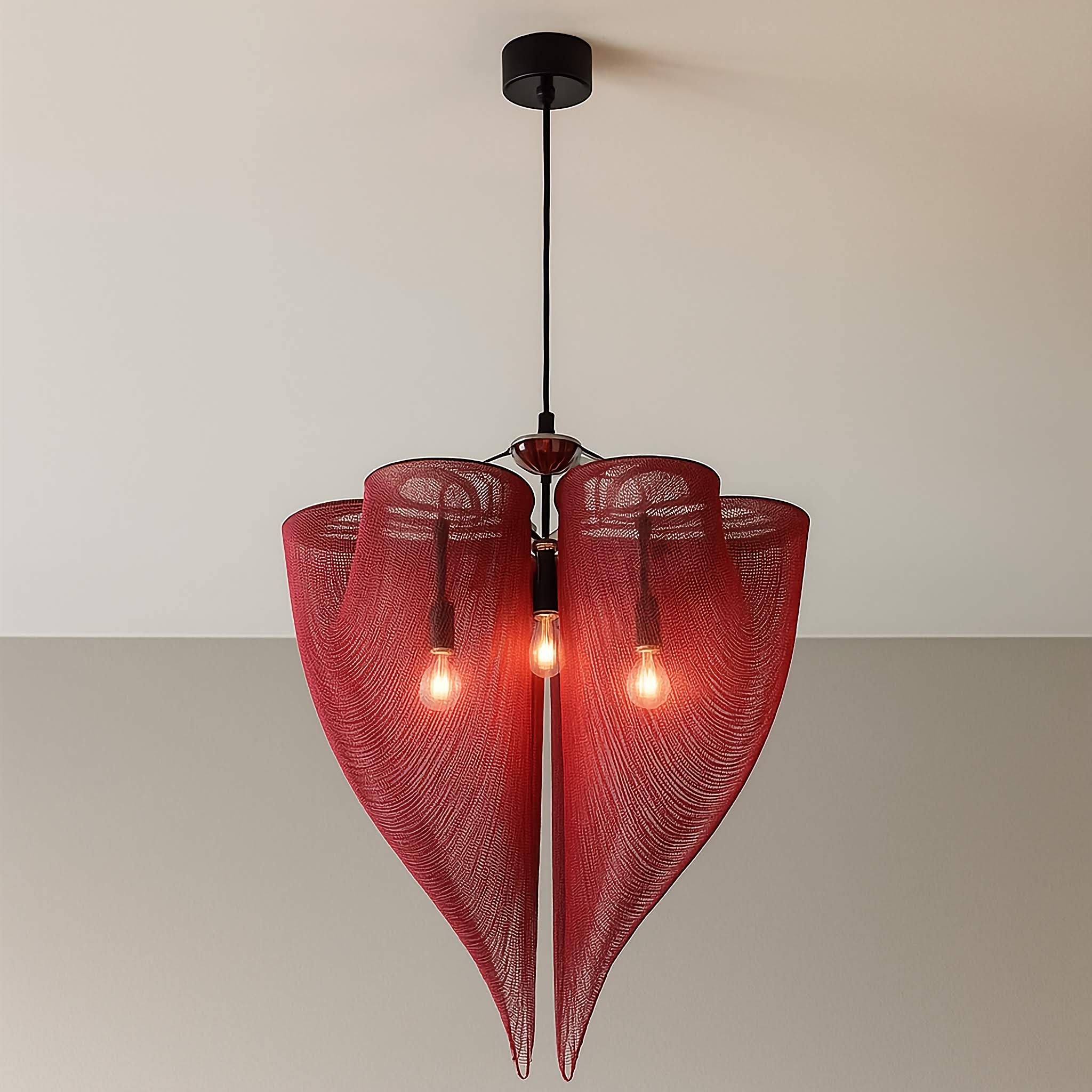 Luxury Clover Mesh Chandelier – Modern Lighting with Elegant Metal Drapes for High-end Interiors