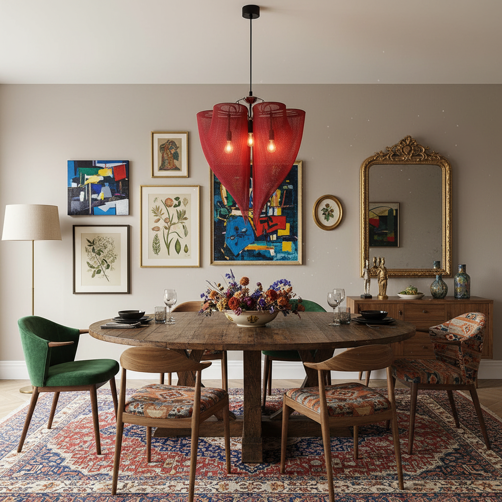 LUSTRE EN MAILLE TRÈFLE OR ROUGE | CLFT85200