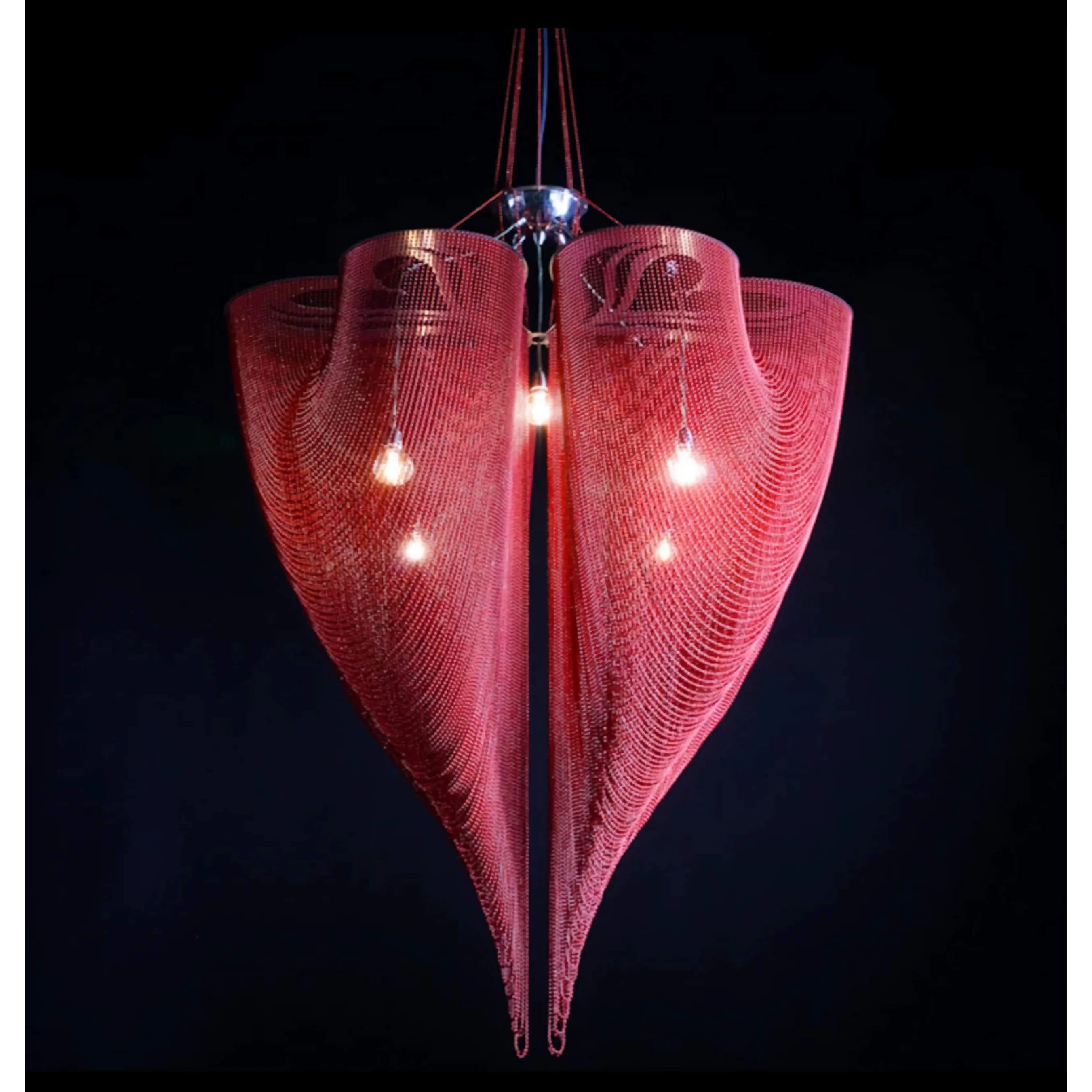 Luxury Clover Mesh Chandelier – Modern Lighting with Elegant Metal Drapes for High-end Interiors