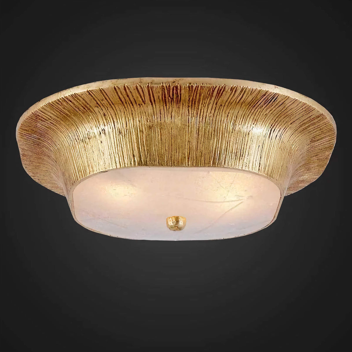 Resin Flush Mount Ceiling Light | Textured Gold Low-profile Modern Transitional Bedroom & Hallway Casalolalights Luxury