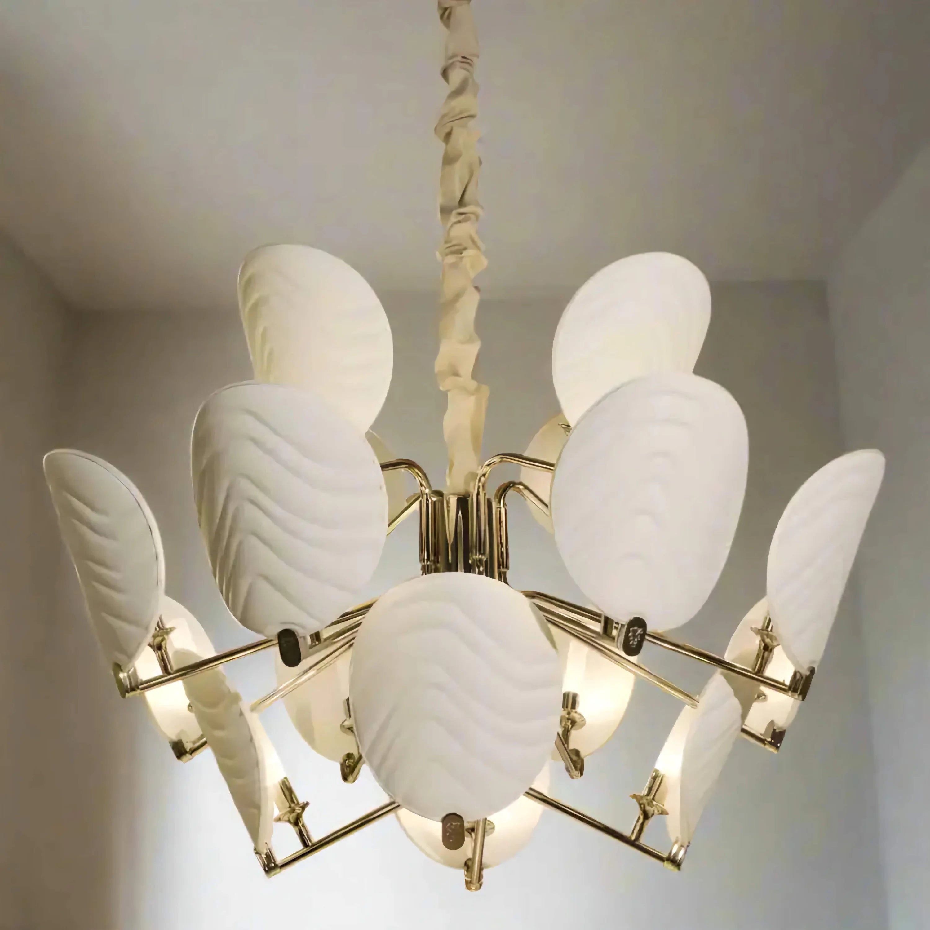 Rippled Copper Disc Dining Room Chandelier by Italian Atelier | Sculptural Modern Pendant Lighting Statement Piece