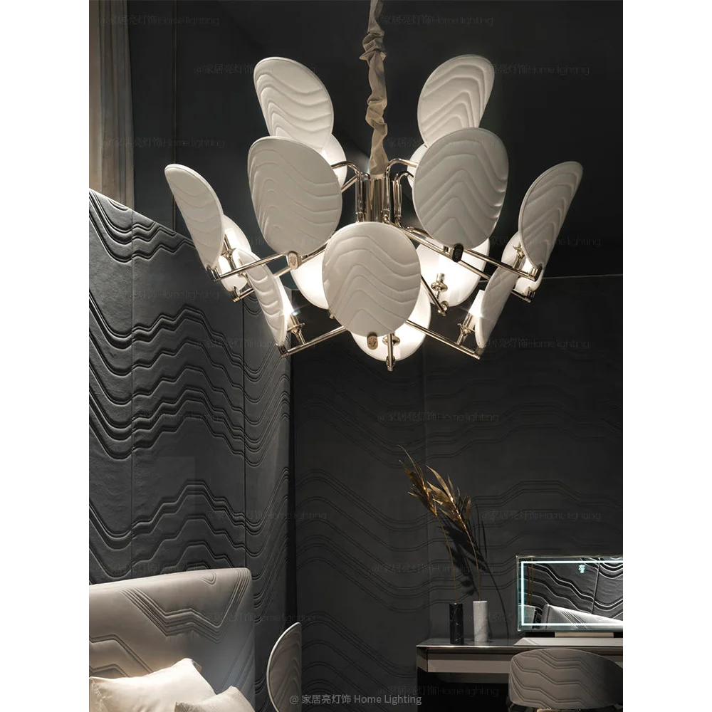 Rippled Copper Disc Dining Room Chandelier by Italian Atelier | Sculptural Modern Pendant Lighting Statement Piece