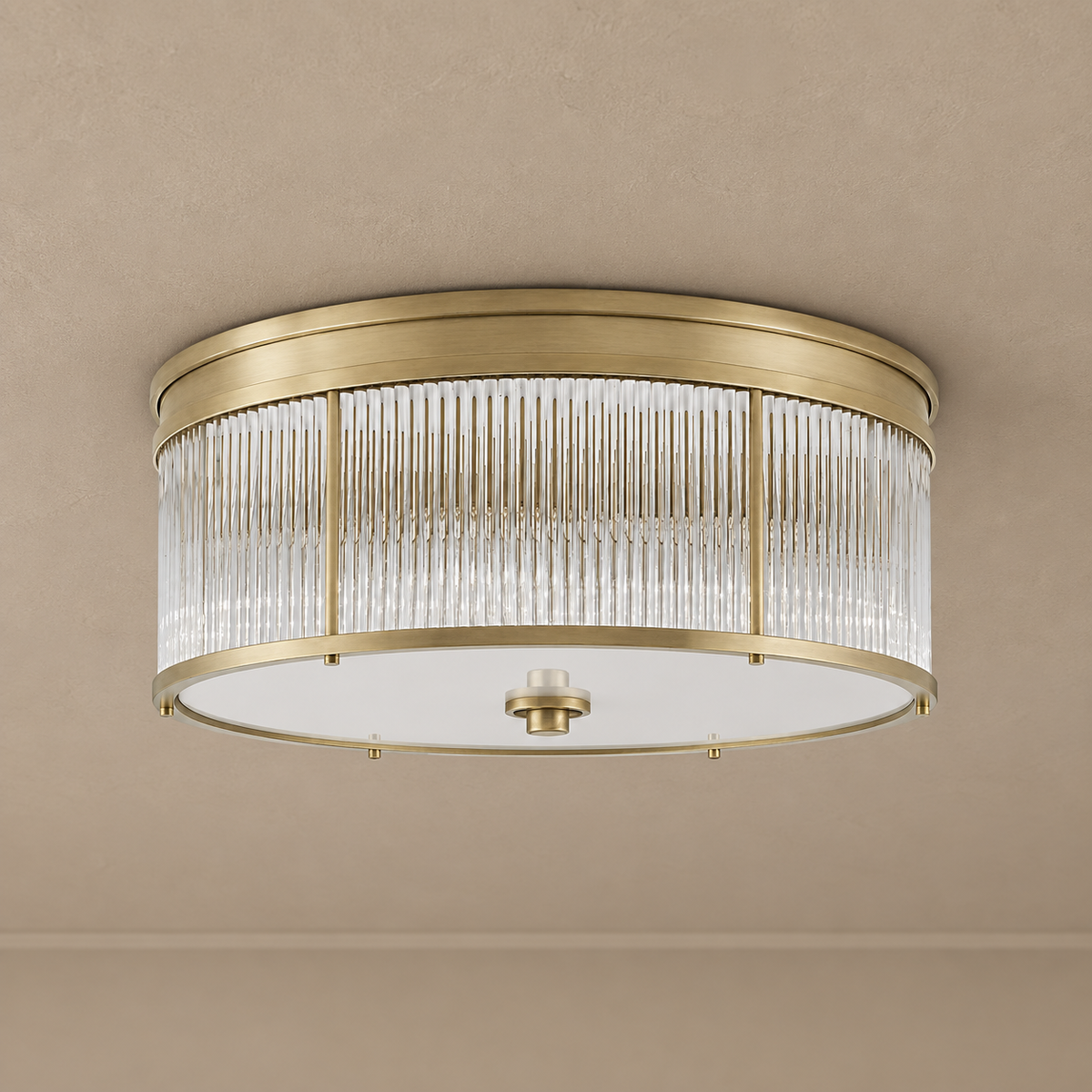 Fluted Glass Drum Flush Mount for Low Ceiling Brass | Art Deco Light Dimmable Option Casalola Lights Luxury Lamps