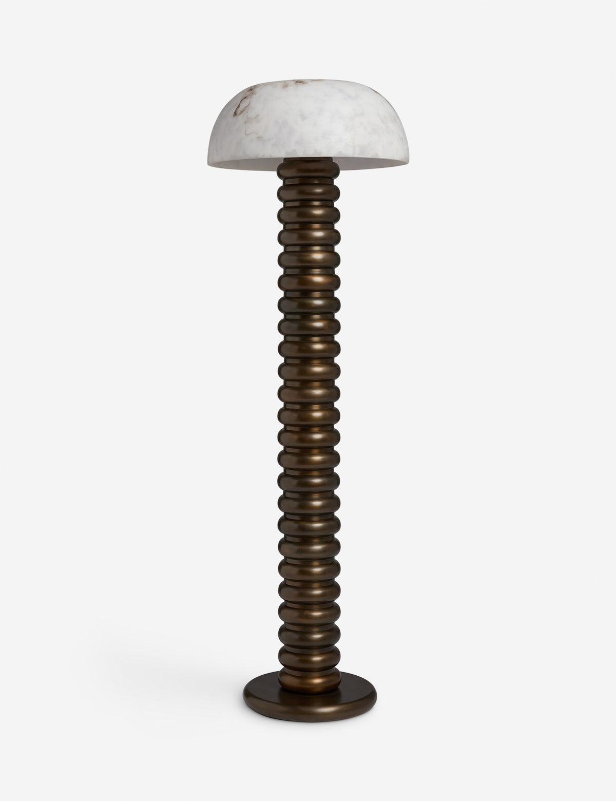 Genuine Alabaster Dome Floor Lamp Ribbed Steel Column | 2 Light 146cm Tall Dimmable Option 2700k Casalola Lights Luxury