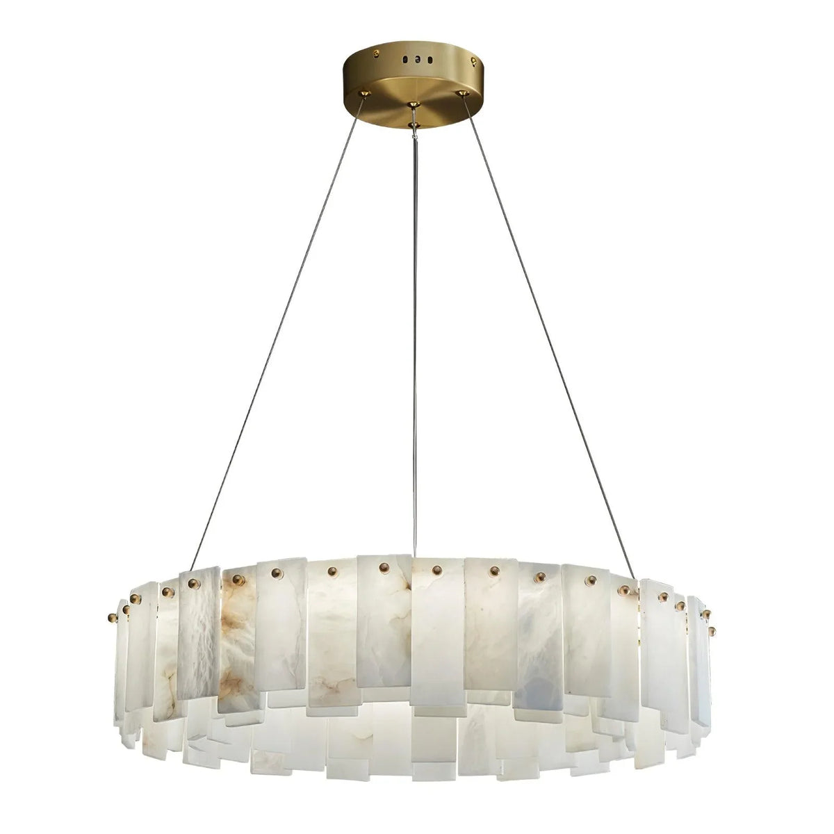 Round Alabaster & Brass Ring Chandelier | 45cm to 100cm Stone-panel Halo Modern Minimalist Casalolalights Luxury Lamps