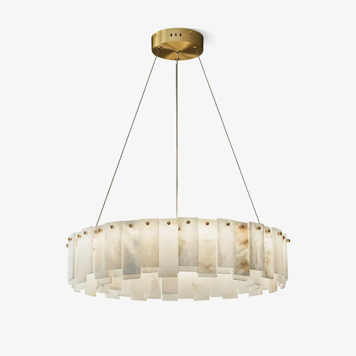 Round Alabaster & Brass Ring Chandelier | 45cm to 100cm Stone-panel Halo Modern Minimalist Casalolalights Luxury Lamps