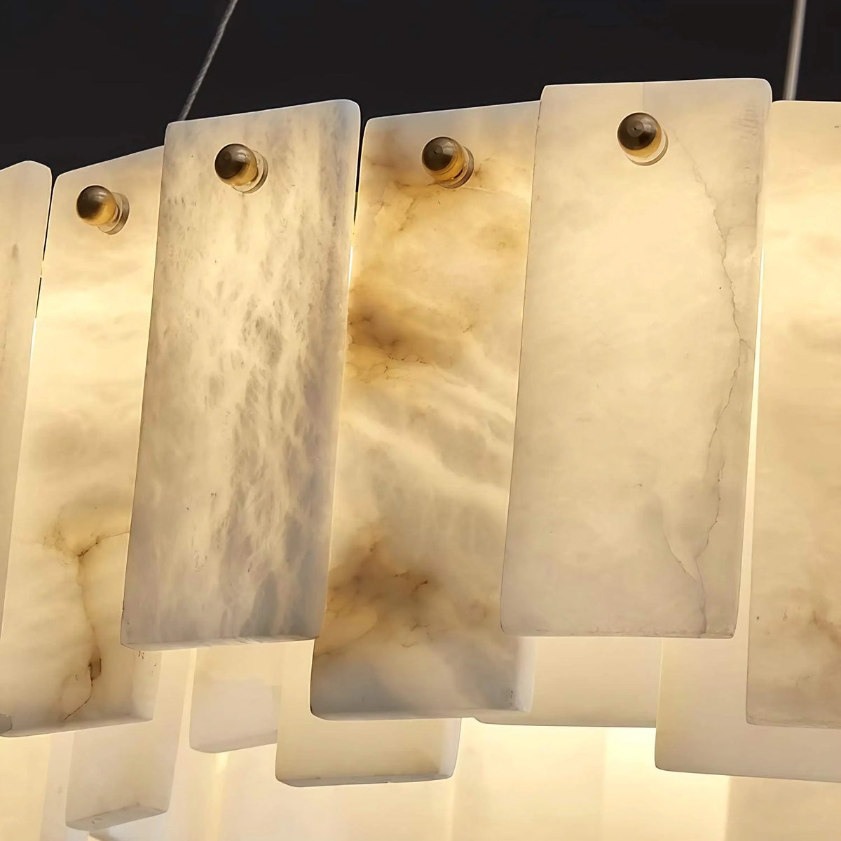 Round Alabaster & Brass Ring Chandelier | 45cm to 100cm Stone-panel Halo Modern Minimalist Casalolalights Luxury Lamps
