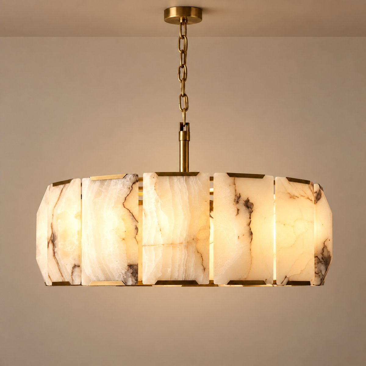 LAMPADARIO A HALO TONDO IN ALABASTRO | CLPORH022