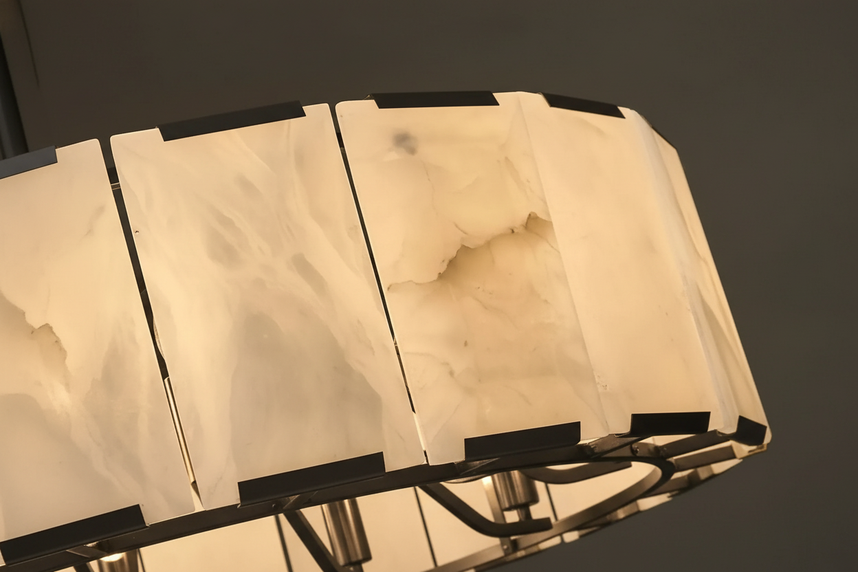 ROUND ALABASTER HALO BLACK CHANDELIER | CLPOR022B