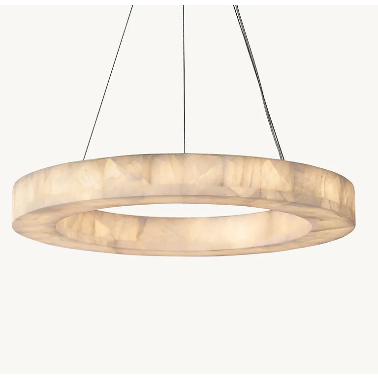Rivage Round Alabaster Chandelier | Marble for Luxury Homes | Lighting Kitchen Living Room Stairs