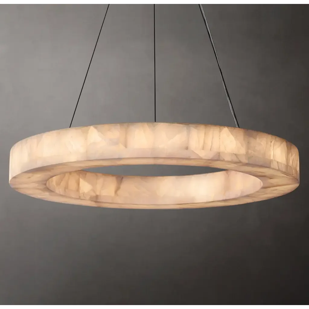 Rivage Round Alabaster Chandelier | Marble for Luxury Homes | Lighting Kitchen Living Room Stairs