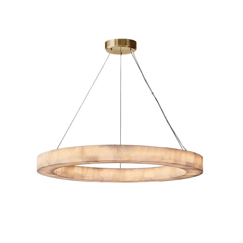 Rivage Round Alabaster Chandelier | Marble for Luxury Homes | Lighting Kitchen Living Room Stairs