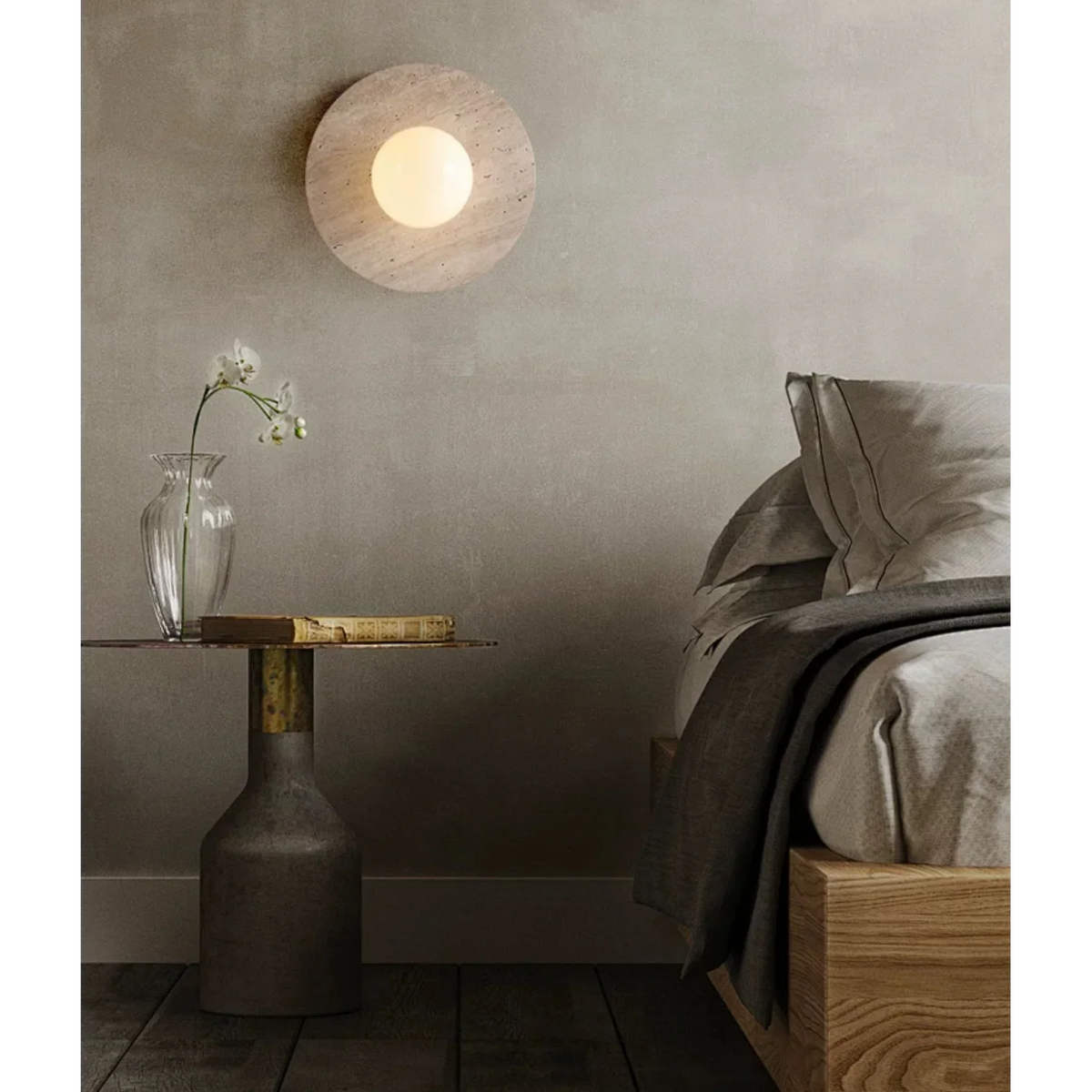 Marble Wall Light 28cm | Round Natural Stone Sconce Modern Minimalist Living Room & Hallway Casalolalights Luxury Lamps