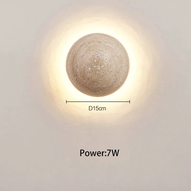 Natural Stone Wall Sconce 15cm | Round Sphere Led Light Japandi Minimalist Hallway Living & Bedroom Casalolalights