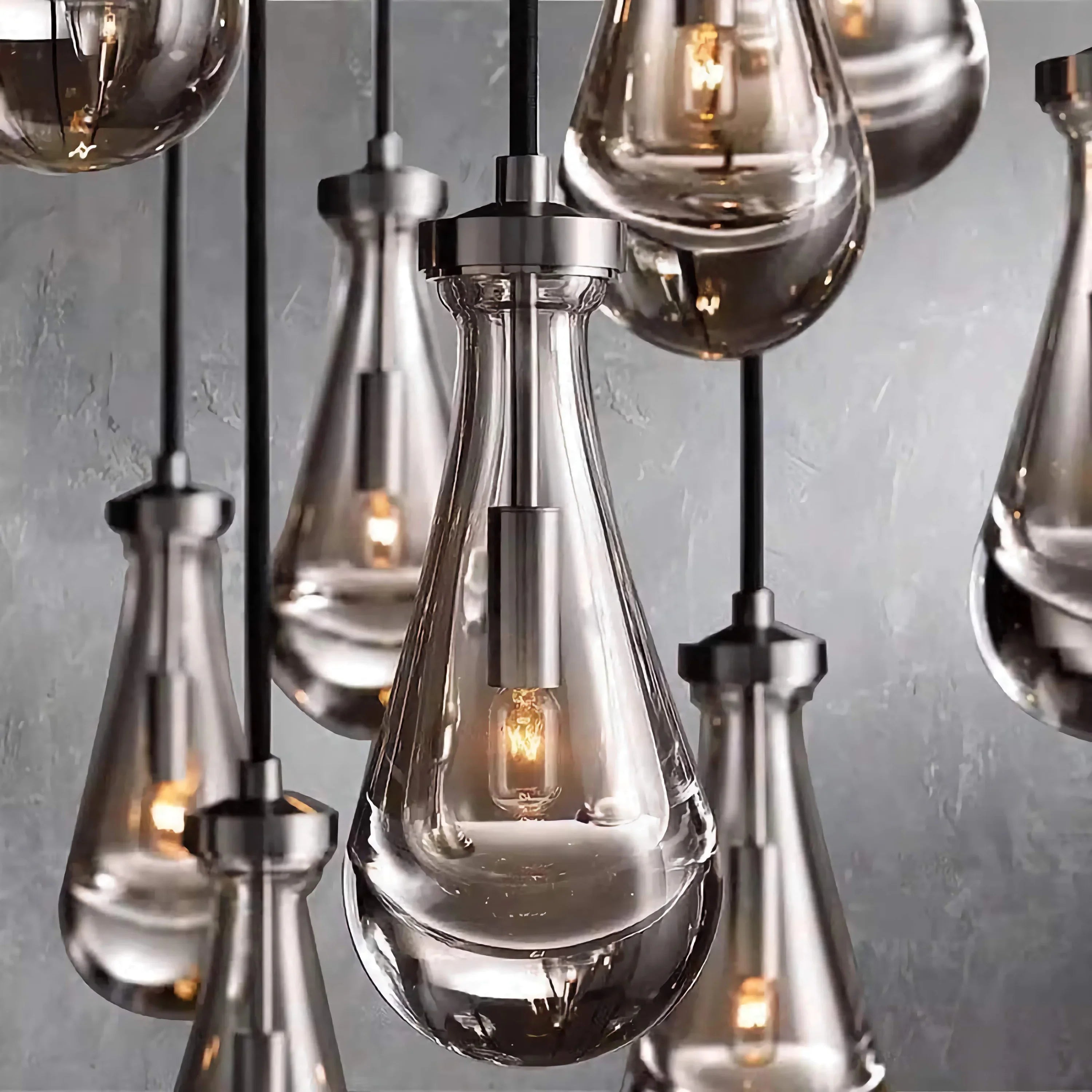 Raindrop Glass Chandelier – Luxury Round Brass Cascade Light Casalolalights Luxury Lamps for Interior Designers