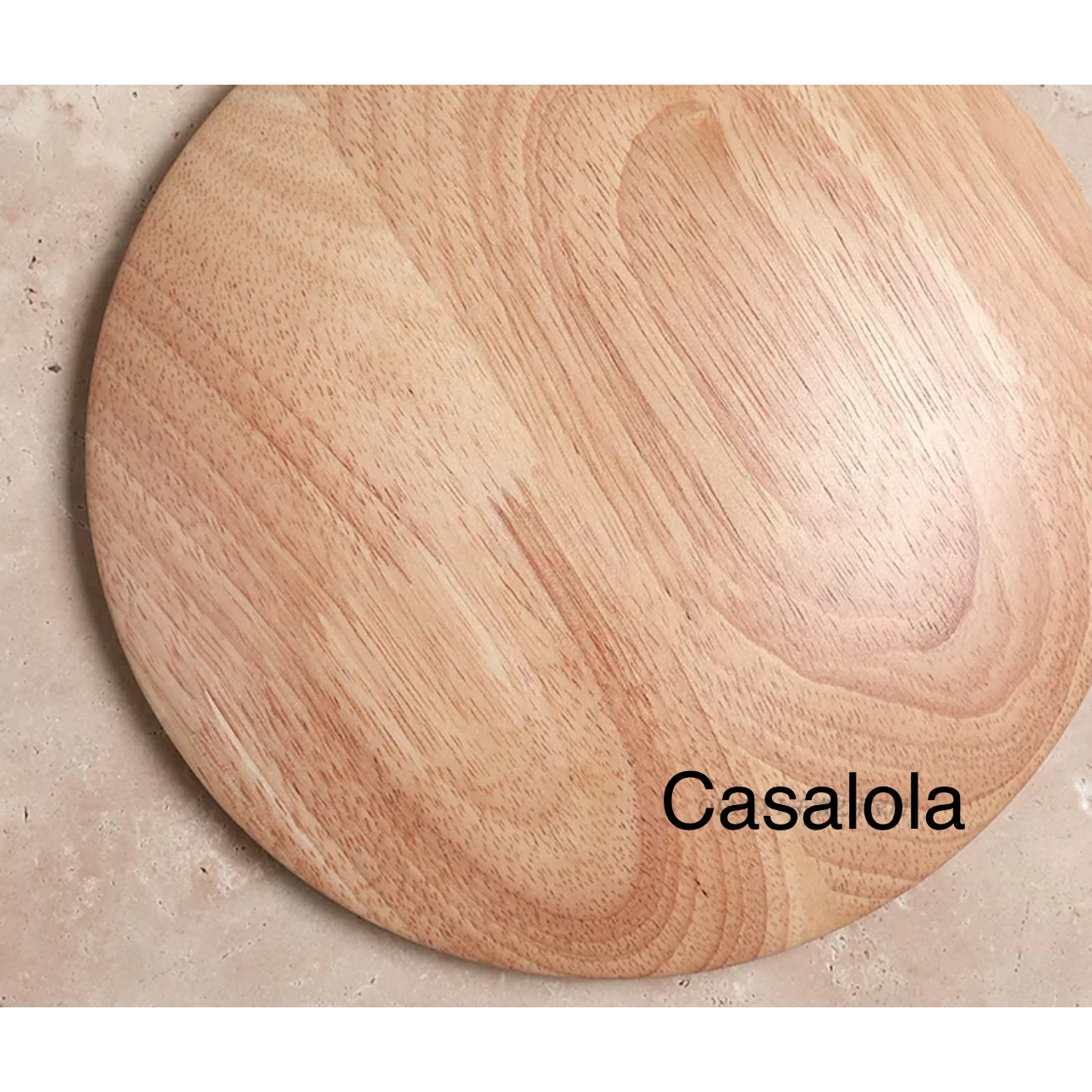 Minimalist Round Travertine and Wood Wall Lamp 25cm Diameter Warm Led Lighting