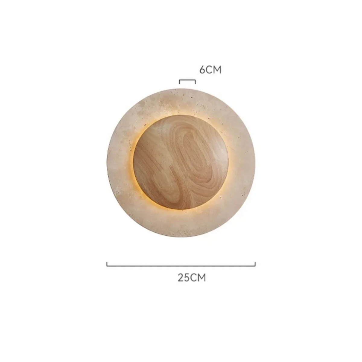 Travertine Wall Light 25cm | Round Stone & Wood Sconce Modern Minimalist Living Room Bedroom Casalolalights Luxury