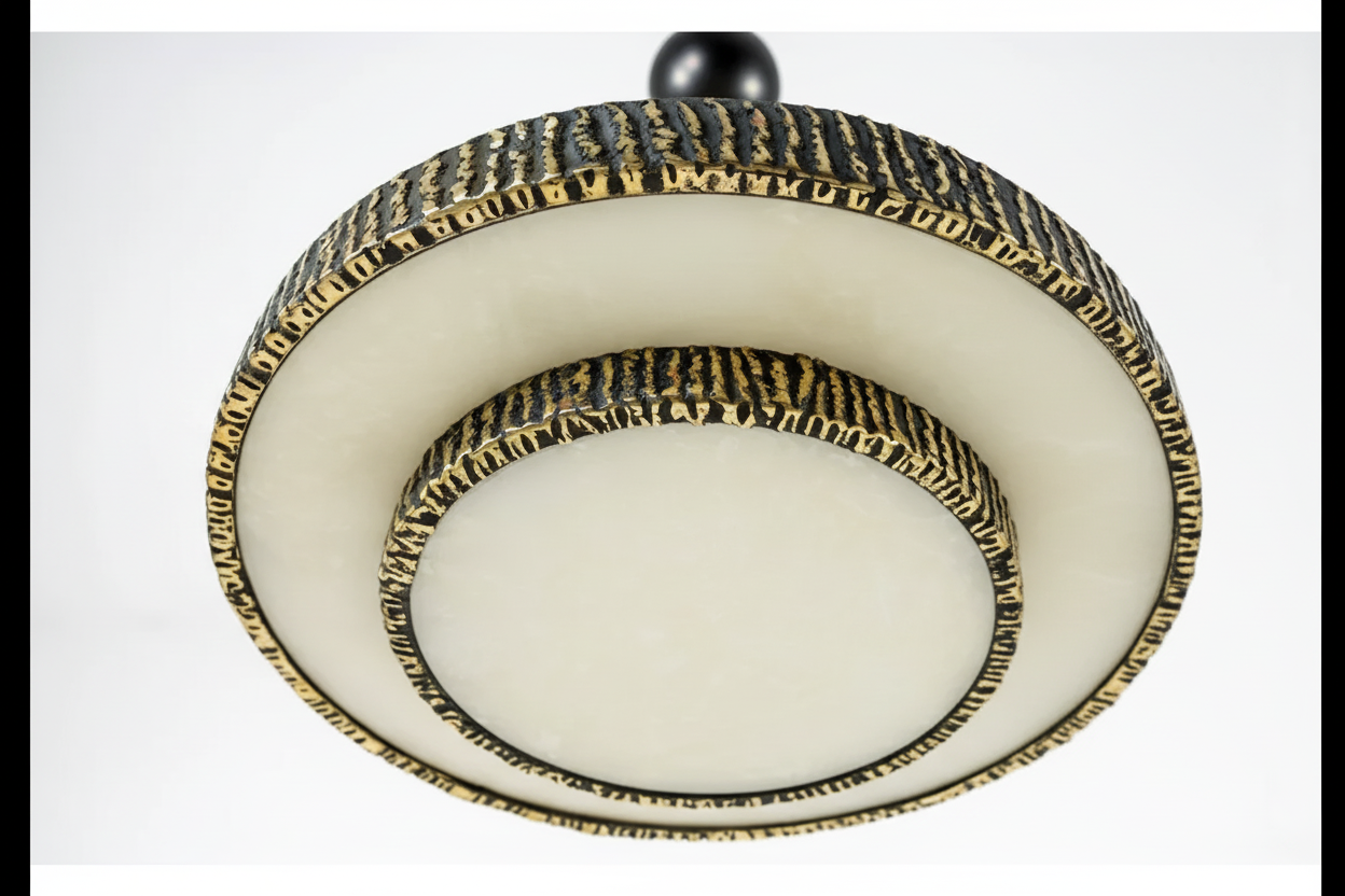 ثريا مستديرة عتيقة من الألباستر | CLBXZQ04S