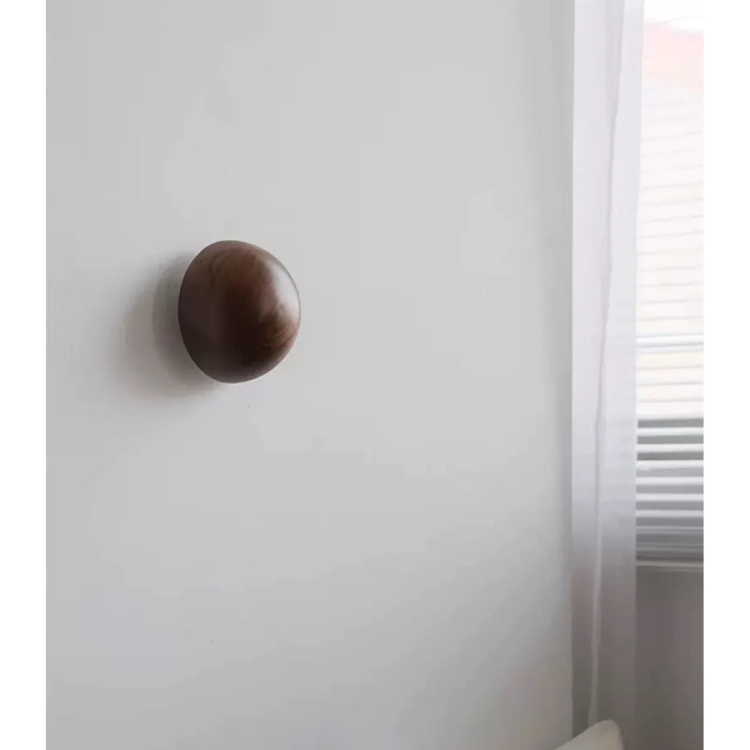 Round Walnut Dome Wall Lamp 15 Cm Diameter Japandi Style