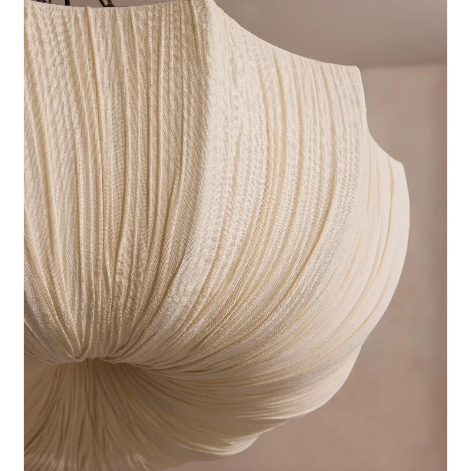 Pleated Linen Wabi-sabi Bowl Chandelier | Organic Modern Pendant Lighting for Dining Room Ceiling Statement Fixture