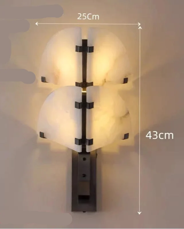 Alabaster Wall Sconce | Sculptural Hand-cut Stone & Dark-metal Single or Double Hallway Casalolalights Luxury Lamps