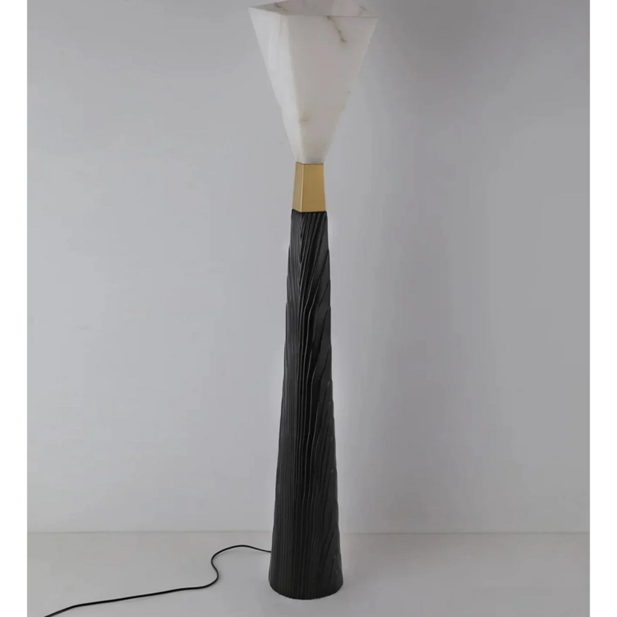 Black & Gold Sculpture Floor Lamp Resin Shade | 158cm Tall Foot Switch Dimmable Option 2700k Casalola Lights Luxury